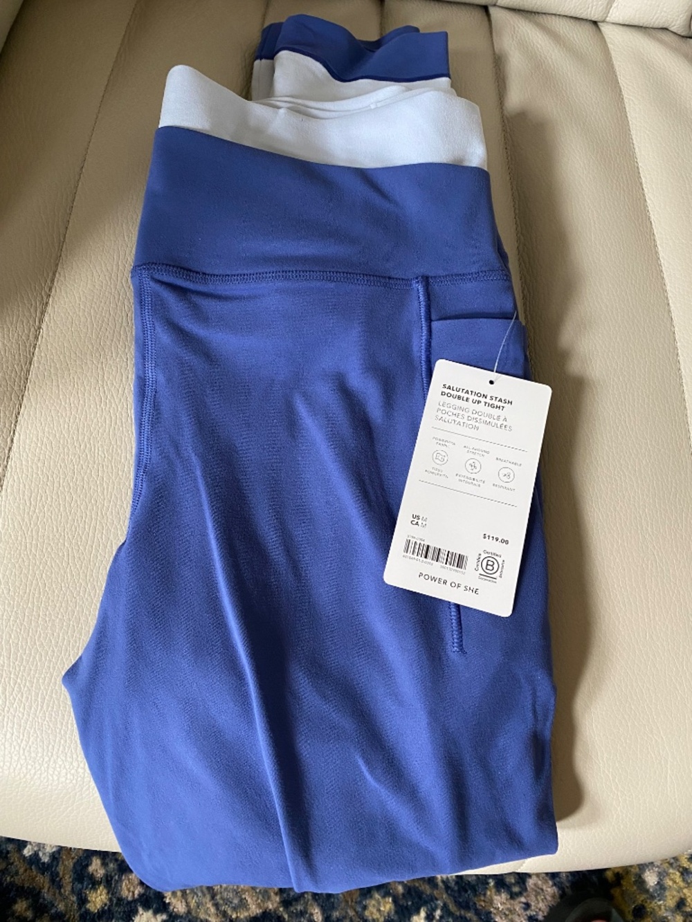 Athleta Salutation Stash High Rise Double Up Lift Legging M | Lazuli/Gossamer - Picture 3 of 4